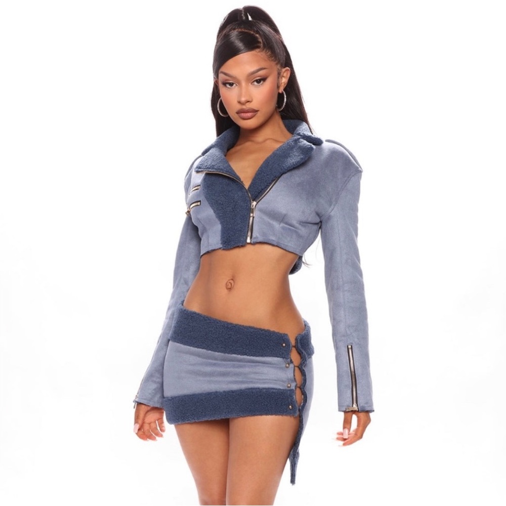 FASHION NOVA BLUE SKIRT SET